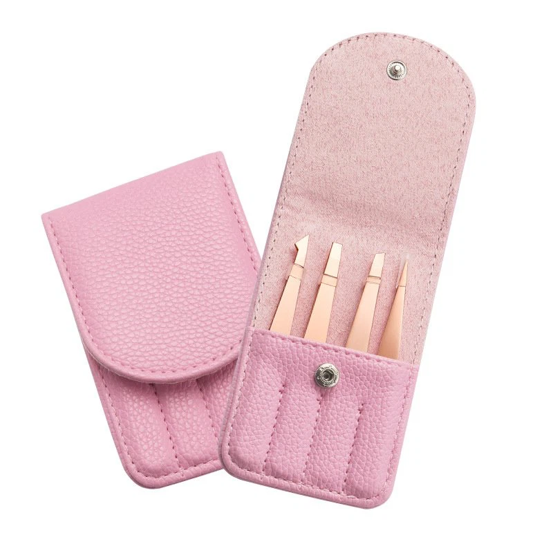 pink PU brow tweezers packaging